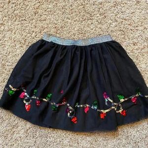 Cat & jack Christmas lights black sequined skirt small tulle girls 6 / 6x